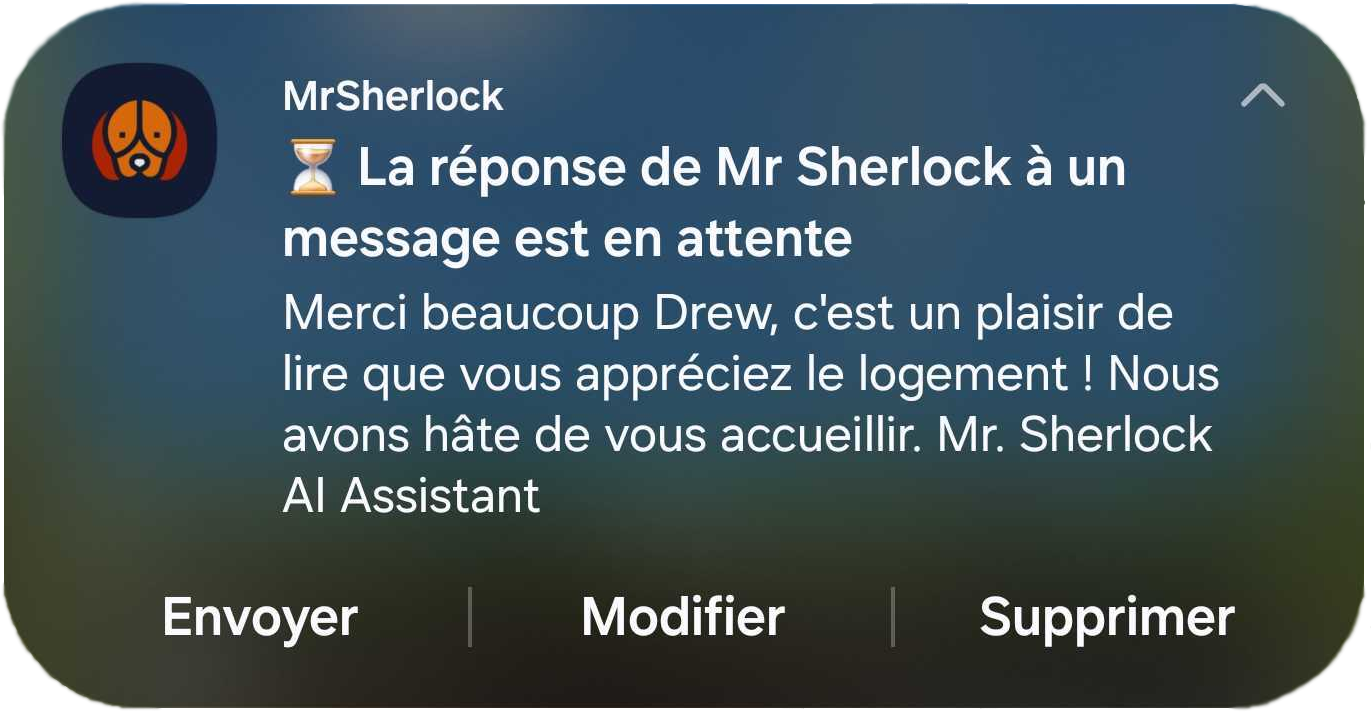 Notification d'application mobile Mr Sherlock
