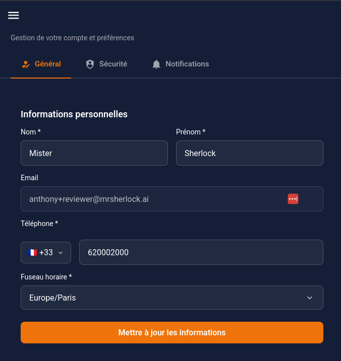 Renseignez les informations de facturation dans cet onglet