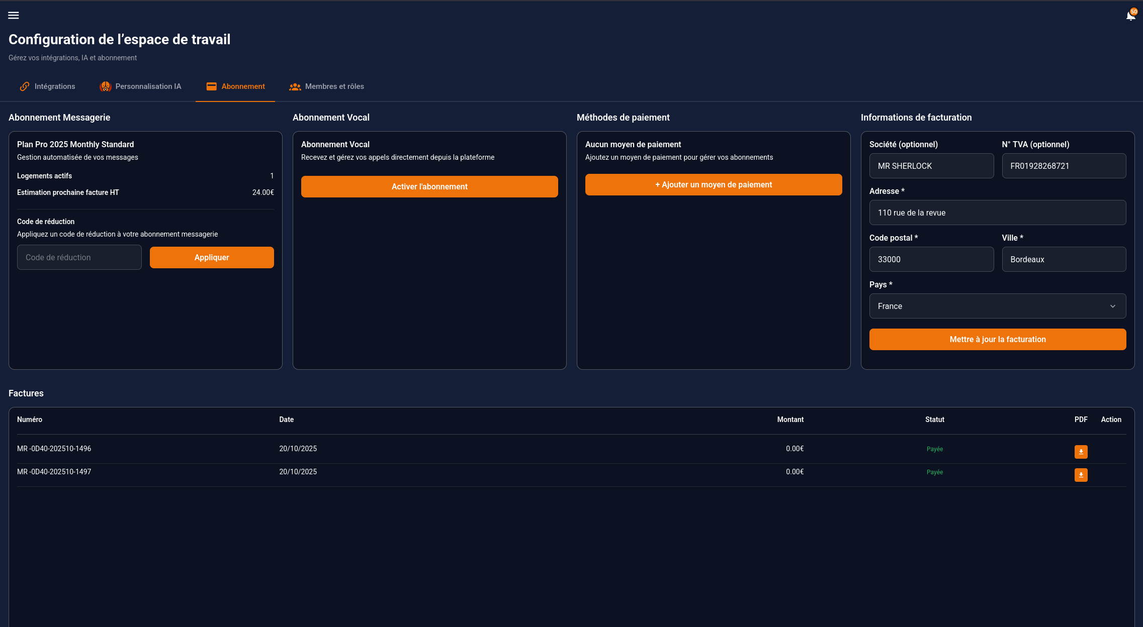Gérez vos abonnements et vos paiements facilement