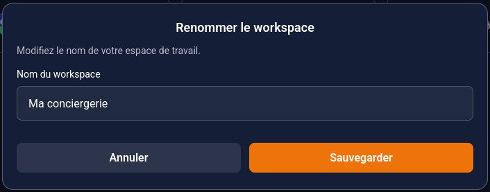 formulaire de renommage du workspace