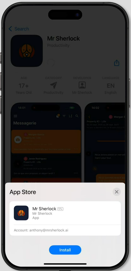 Confirmez l'installation de l'application