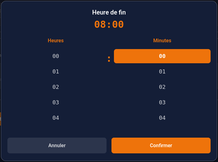 Définissez l'heure de fin de prise d'appel de l'IA